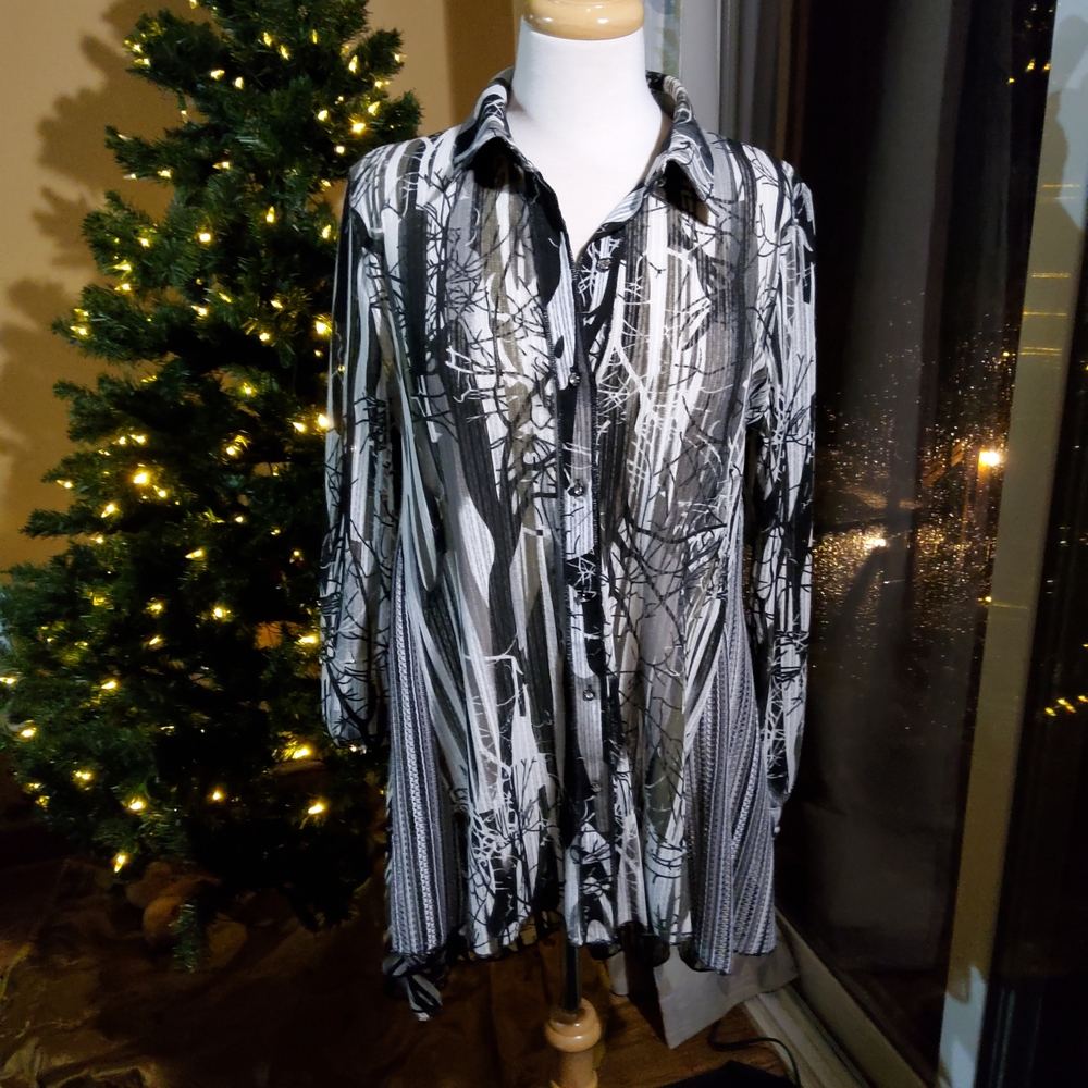Violet Ruby Monochrome Abstract Button-Up Shirt